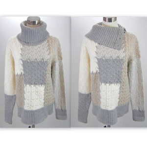 SUNDANCE CATALOG Lambswool Patchwork Cowl Sweater